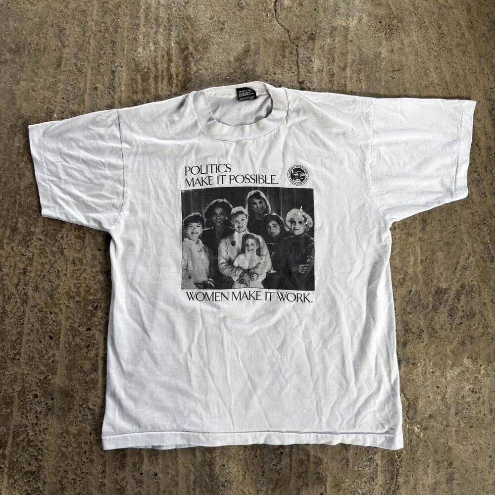 Vtg Politics Make It Possible Women Make It Work Republican Women White 90s Lrg